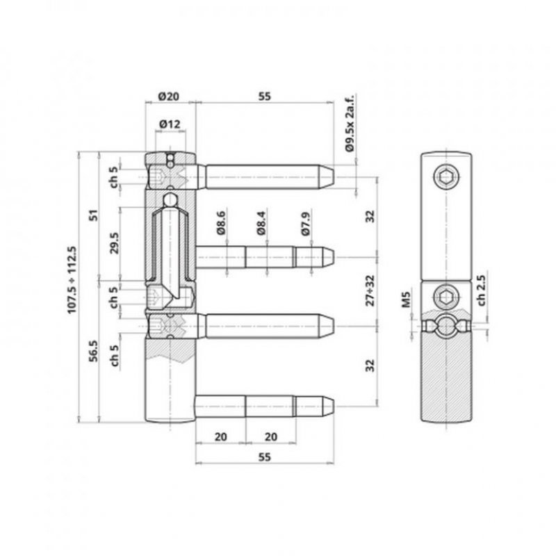 Dveřní závěs OTLAV 495/20 EXACTA - rozměry