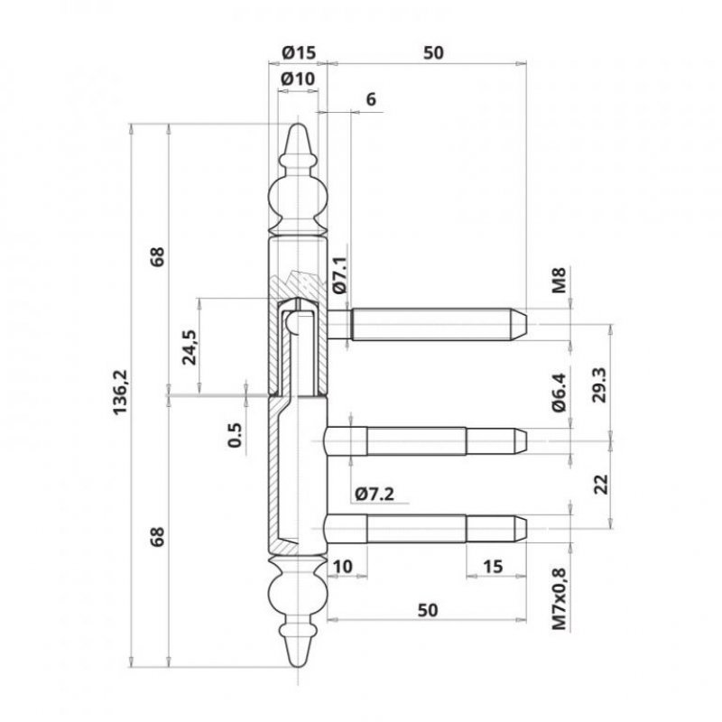 Dveřní závěs OTLAV 221 - rozměry