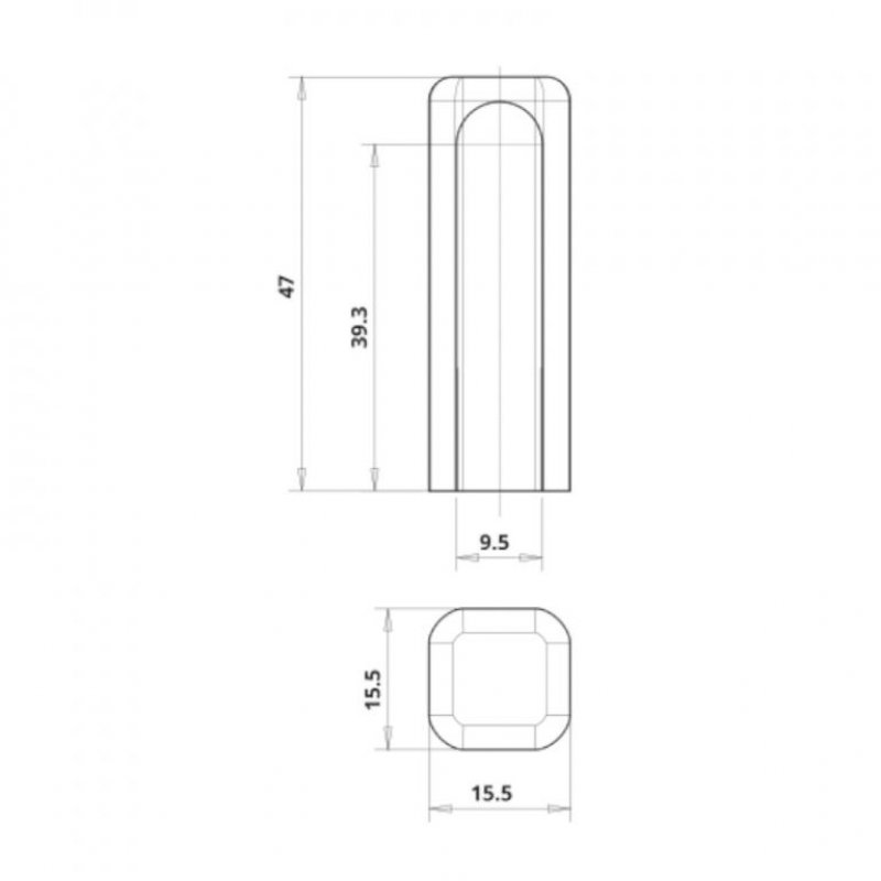 Návlek k závěsu 495 hranatý - rozměry