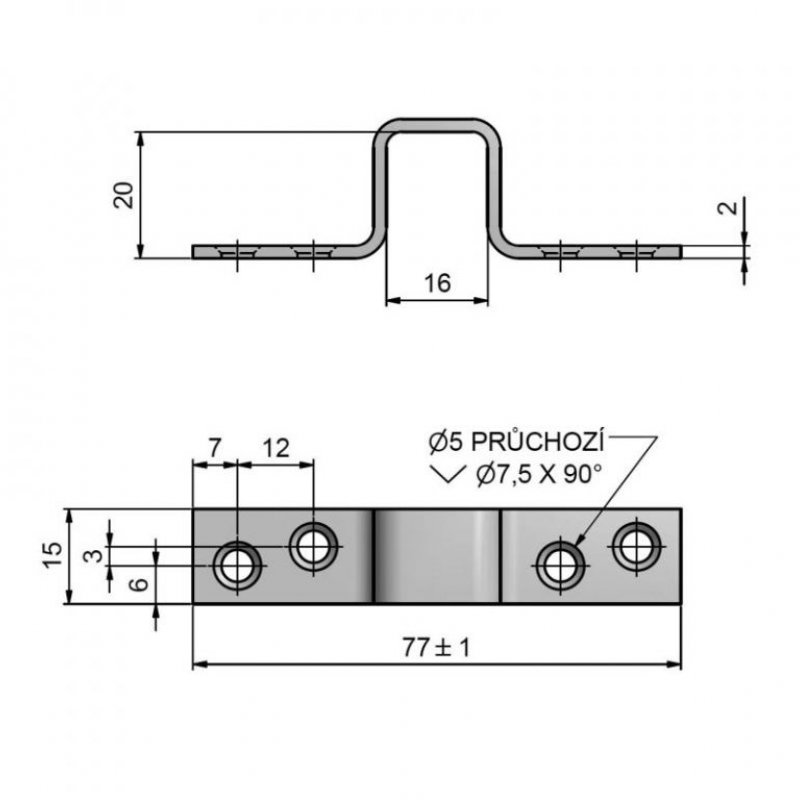 Okenní skoba 111 31/20 - rozměry