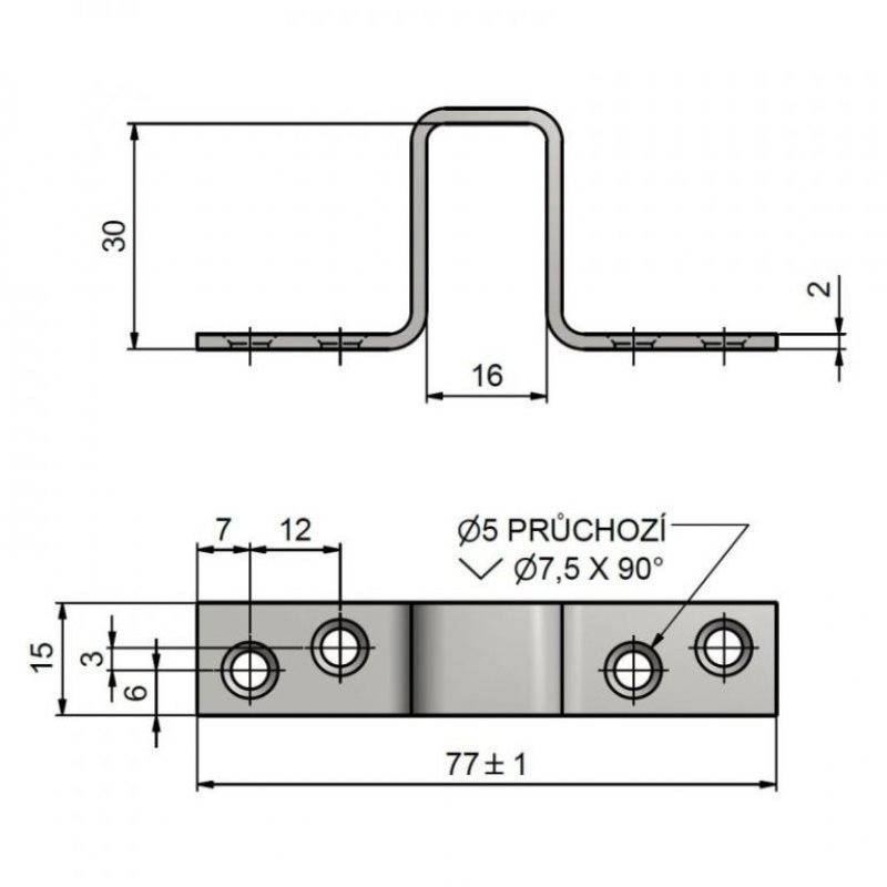 Okenní skoba 111 33/30 - rozměry