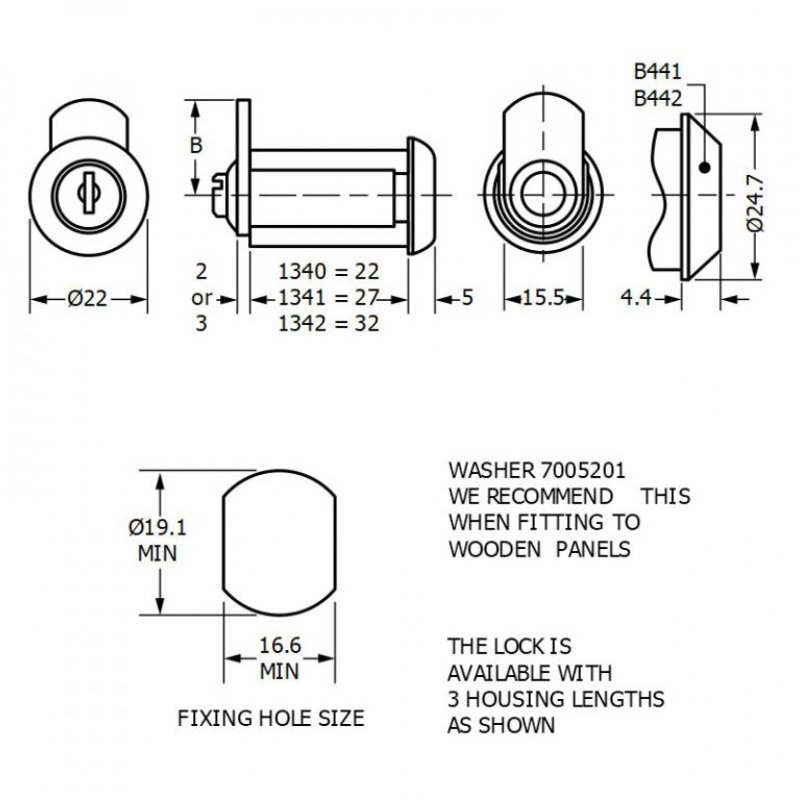 Zámek Euro-Locks 1341-0055 - technický nákres