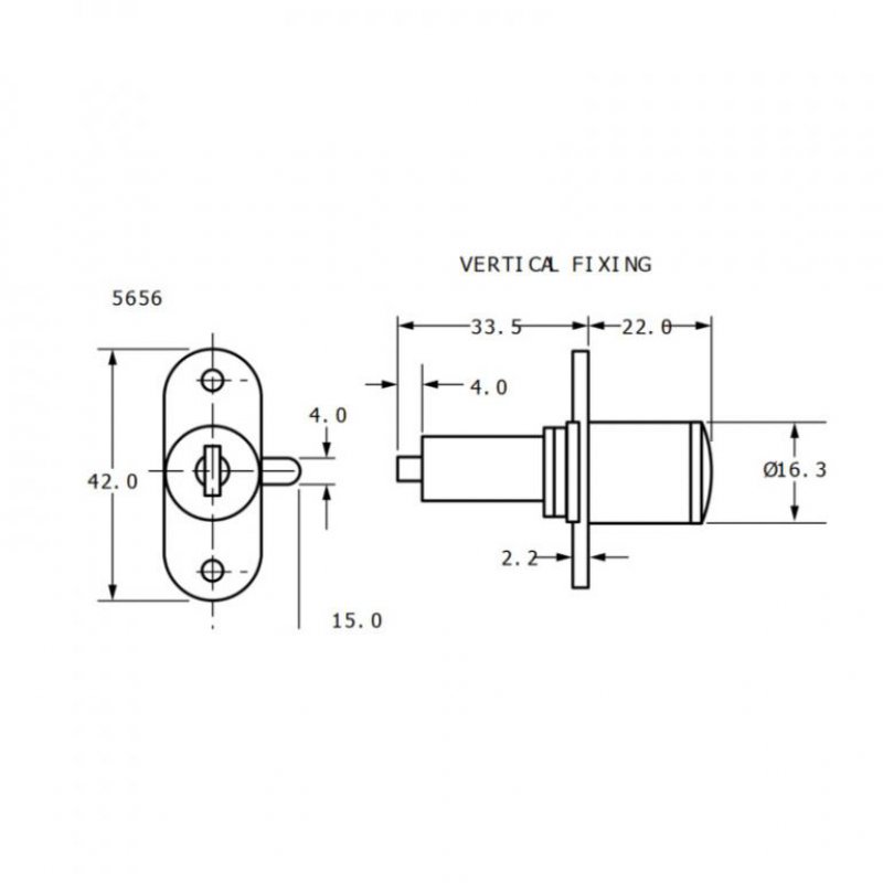Zámek Euro-Locks 5656-0001 - technický nákres