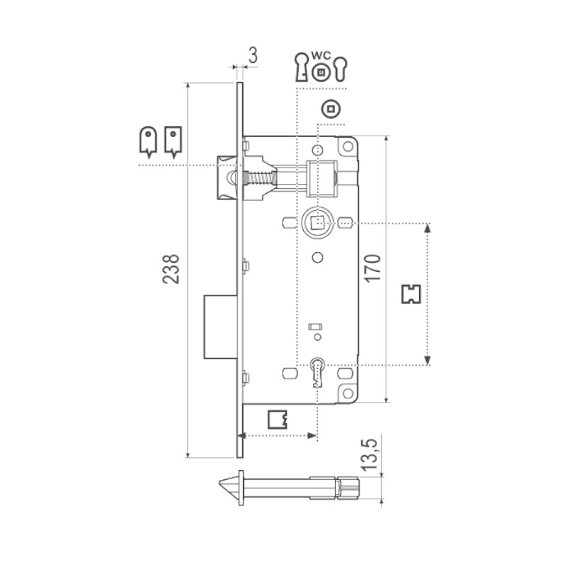 Zámek AGB Patent Grande - rozměry