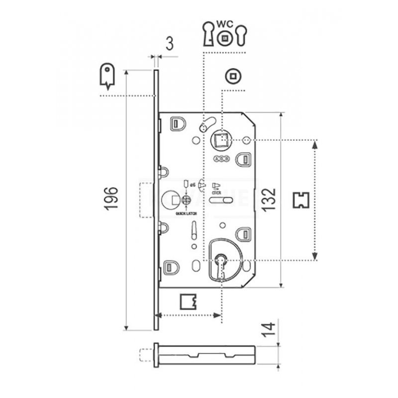 Zámek AGB Polaris 2XT - rozměry