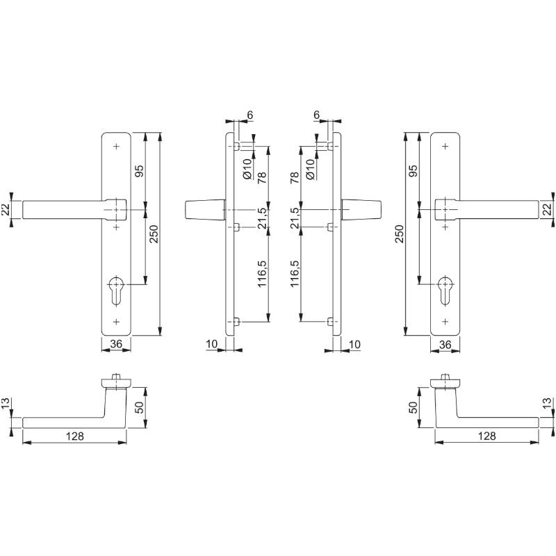 Nákres kování Austin pro profilové dveře