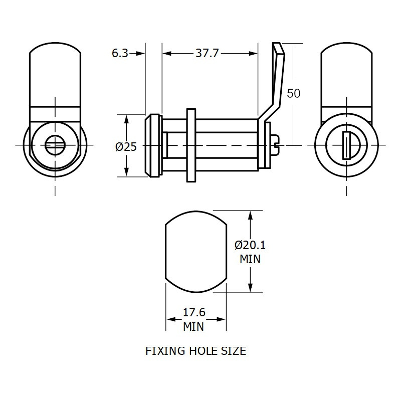 Zámek Euro-Locks B448-0023 - technický nákres