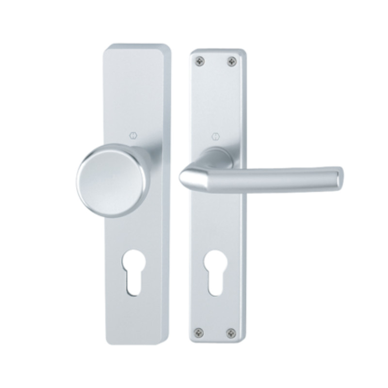 Interiérové kování Birmingham - na vložku (PZ), klika-klika, elox hliník stříbrný (F1)