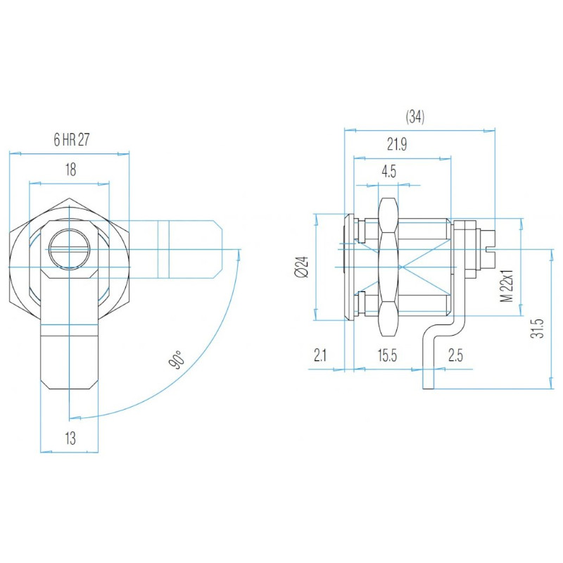 Nábytkový zámek 2034 - rozměry