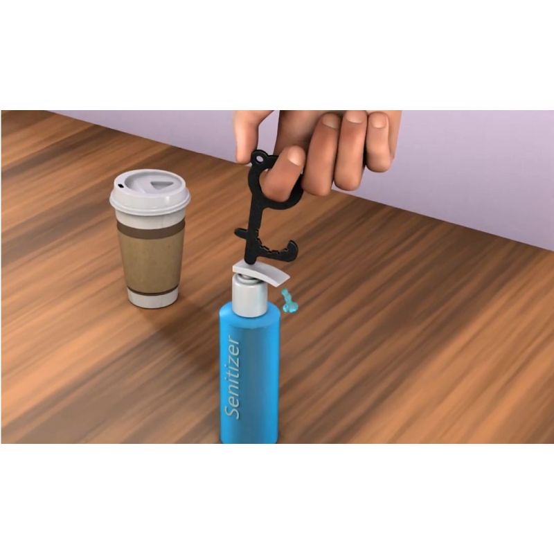 Přívěšek HandZFree - stlačení pumpičky dávkovače