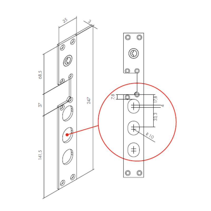 Protiplech k otváračom O&C L60X - rovný, dlhý