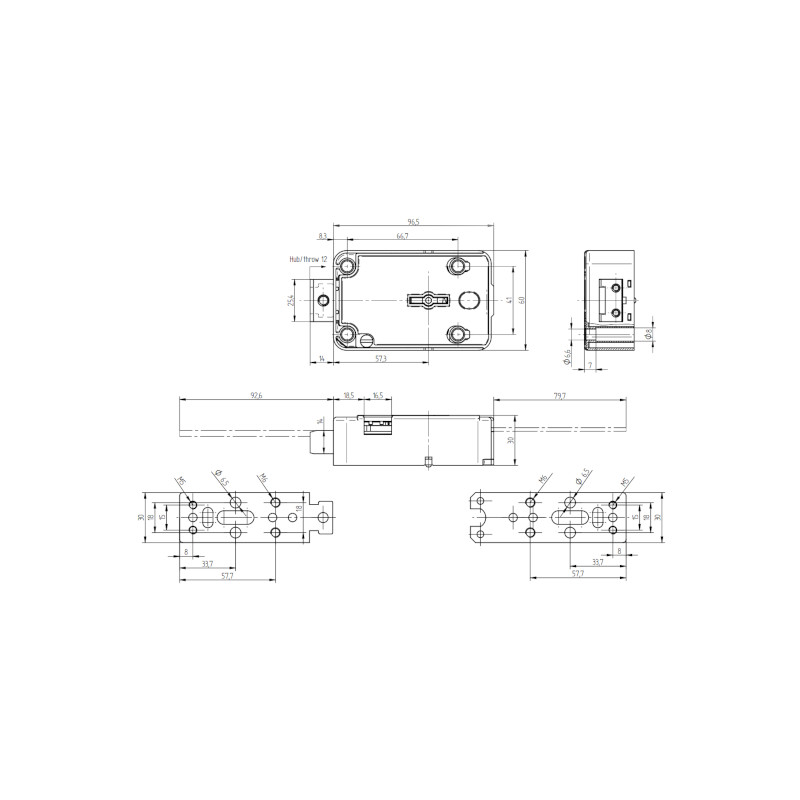 Trezorový zámek MAUER 70079 nákres