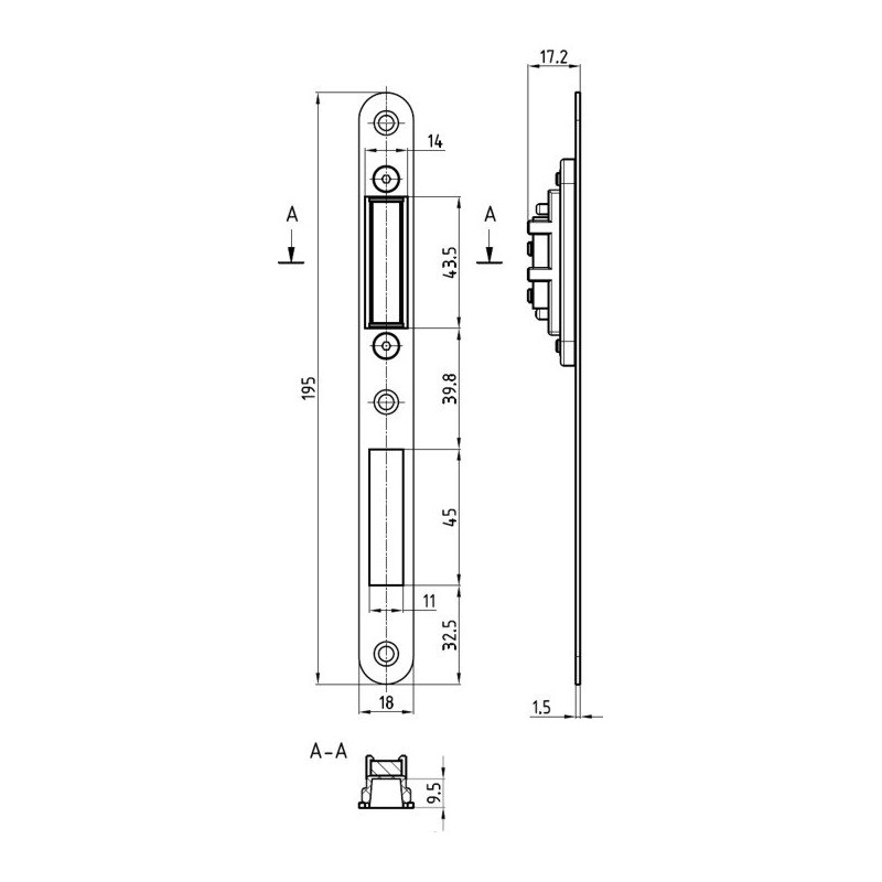 Protiplech K340 - dlouhý - rozměry