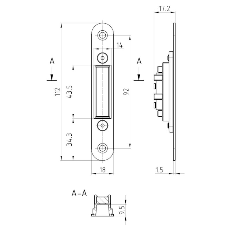Protiplech K340 - krátký - rozměry