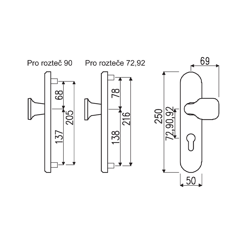 OVAL bez překrytu- rozměrová skica