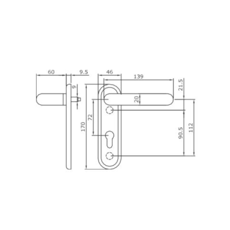 Vnější štít - klika (nákres)