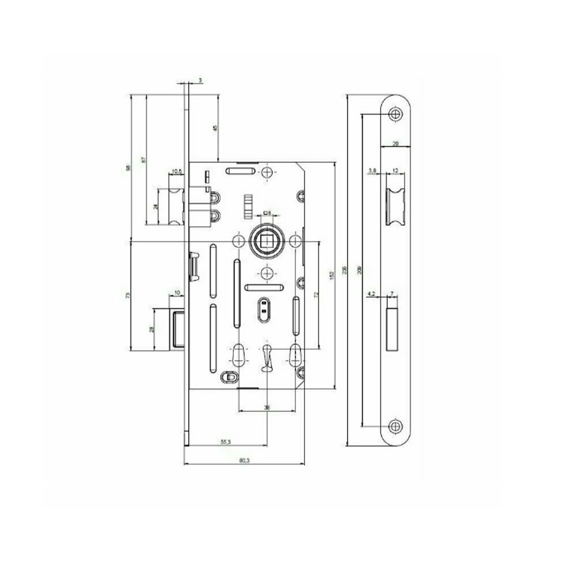 Zadlabací zámek YALE- nákres
